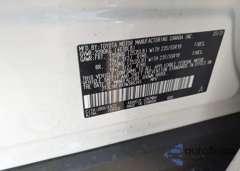 2025 Toyota Rav4 Xle Premium from USA, damaged, VIN 2T3C1RFVXSW386345